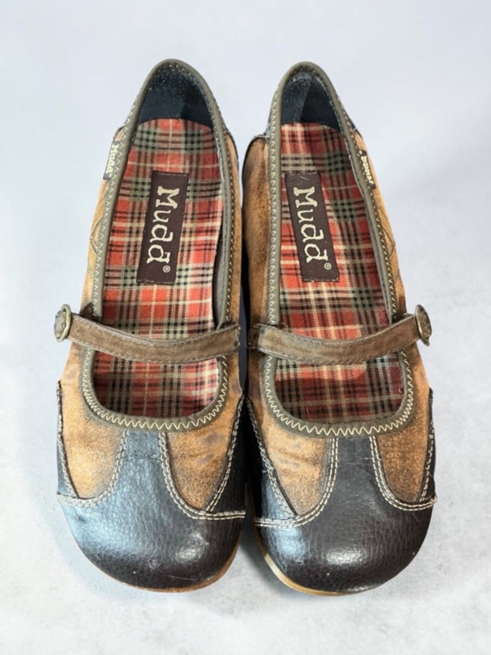 Mudd Croquet Brown and Tan Mary Jane Flats